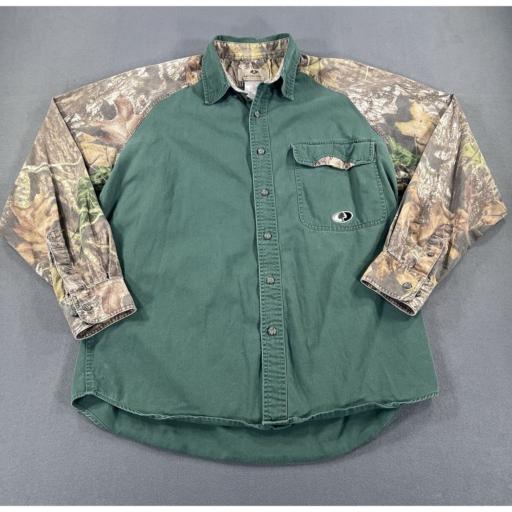Mossy Oak Camo Open Range Long Sleeve Button Down Shirt Mens Large Colorblock